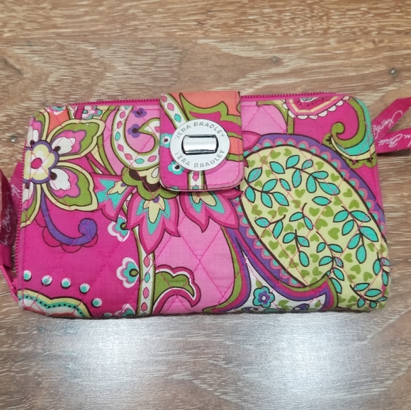 Vera Bradley Handbags - Vera Bradley - Pink Swirls Turnlock Wallet